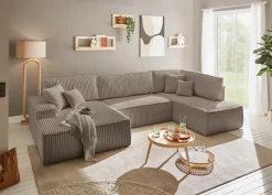 OTTO home Wohnlandschaft »FINNLEYCord U-Form XXL 329 cm - OTTO. Verlässliche Qualität.« Schlafsofa, Bettkasten, in Bouclé, Struktur fein und Mega Cord