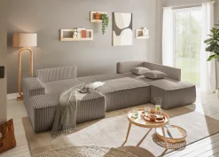 OTTO home Wohnlandschaft »FINNLEYCord U-Form XXL 329 cm - OTTO. Verlässliche Qualität.« Schlafsofa, Bettkasten, in Bouclé, Struktur fein und Mega Cord