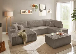 OTTO home Wohnlandschaft »FINNLEYCord U-Form XXL 329 cm - OTTO. Verlässliche Qualität.« Schlafsofa, Bettkasten, in Bouclé, Struktur fein und Mega Cord