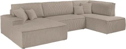 OTTO home Wohnlandschaft »FINNLEYCord U-Form XXL 329 cm - OTTO. Verlässliche Qualität.« Schlafsofa, Bettkasten, in Bouclé, Struktur fein und Mega Cord