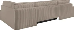 OTTO home Wohnlandschaft »FINNLEYCord U-Form XXL 329 cm - OTTO. Verlässliche Qualität.« Schlafsofa, Bettkasten, in Bouclé, Struktur fein und Mega Cord