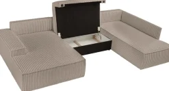 OTTO home Wohnlandschaft »FINNLEYCord U-Form XXL 329 cm - OTTO. Verlässliche Qualität.« Schlafsofa, Bettkasten, in Bouclé, Struktur fein und Mega Cord