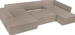 OTTO home Wohnlandschaft »FINNLEYCord U-Form XXL 329 cm - OTTO. Verlässliche Qualität.« Schlafsofa, Bettkasten, in Bouclé, Struktur fein und Mega Cord