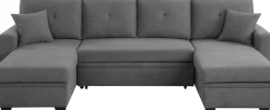 OTTO home Wohnlandschaft »Gerrit U-Form, Br. 282 cm Couch, Liegefl. 125x215 cm« mit Schlaffunktion, 2 Bettkästen & 2 Zierkissen