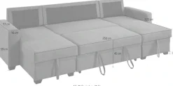 OTTO home Wohnlandschaft »Gerrit U-Form, Br. 282 cm Couch, Liegefl. 125x215 cm« mit Schlaffunktion, 2 Bettkästen & 2 Zierkissen