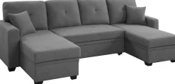 OTTO home Wohnlandschaft »Gerrit U-Form, Br. 282 cm Couch, Liegefl. 125x215 cm« mit Schlaffunktion, 2 Bettkästen & 2 Zierkissen