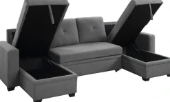 OTTO home Wohnlandschaft »Gerrit U-Form, Br. 282 cm Couch, Liegefl. 125x215 cm« mit Schlaffunktion, 2 Bettkästen & 2 Zierkissen