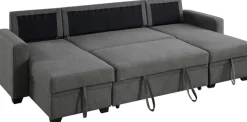 OTTO home Wohnlandschaft »Gerrit U-Form, Br. 282 cm Couch, Liegefl. 125x215 cm« mit Schlaffunktion, 2 Bettkästen & 2 Zierkissen