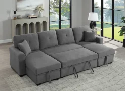 OTTO home Wohnlandschaft »Gerrit U-Form, Br. 282 cm Couch, Liegefl. 125x215 cm« mit Schlaffunktion, 2 Bettkästen & 2 Zierkissen