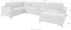 OTTO home Wohnlandschaft »Grazzo, aktuelle Steppung im Sitz, viel Platz, U-Form, Breite 332cm« hochwertige Stoffe aus recyceltem Material, Steppung im Sitzbereich