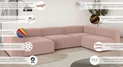 OTTO home Wohnlandschaft »HAILY U-Form mit Ottomane links/rechts, Maße B/T/H: 360/200/72 cm« als Modul oder separat verwendbar, für individuelle Zusammenstellung