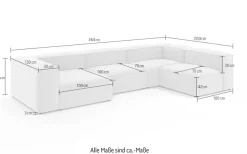 OTTO home Wohnlandschaft »HAILY U-Form mit Ottomane links/rechts, Maße B/T/H: 360/200/72 cm« als Modul oder separat verwendbar, für individuelle Zusammenstellung