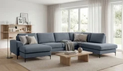 OTTO home Wohnlandschaft »Henry, U-Form, Breite 363 cm« mit Metallbeinen, Wellenunterfederung, wasserabweisender Stoff