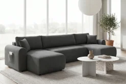 OTTO home Wohnlandschaft »JONAA Feinstruktur, U-Form, 311 cm. -OTTO. Verlässliche Qualität« Tonnentaschen-Federkern, Bettkasten, Schlafsofa (133/270)