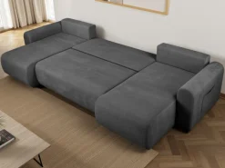 OTTO home Wohnlandschaft »JONAA Feinstruktur, U-Form, 311 cm. -OTTO. Verlässliche Qualität« Tonnentaschen-Federkern, Bettkasten, Schlafsofa (133/270)