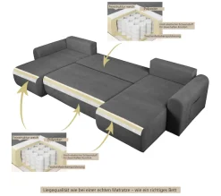 OTTO home Wohnlandschaft »JONAA Feinstruktur, U-Form, 311 cm. -OTTO. Verlässliche Qualität« Tonnentaschen-Federkern, Bettkasten, Schlafsofa (133/270)