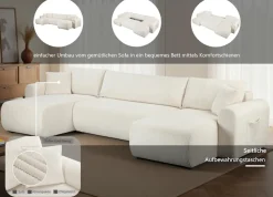 OTTO home Wohnlandschaft »JONAA Cord, U-Form, 311 cm. -OTTO. Verlässliche Qualität« Tonnentaschen-Federkern, Bettkasten, Schlafsofa (133/270)