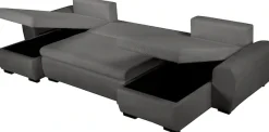 OTTO home Wohnlandschaft »KIVELLA Cord-Struktur, U-Form, 307 cm« Schlaffunktion(128/257), Bettkasten, Cord-Struktur-Mix