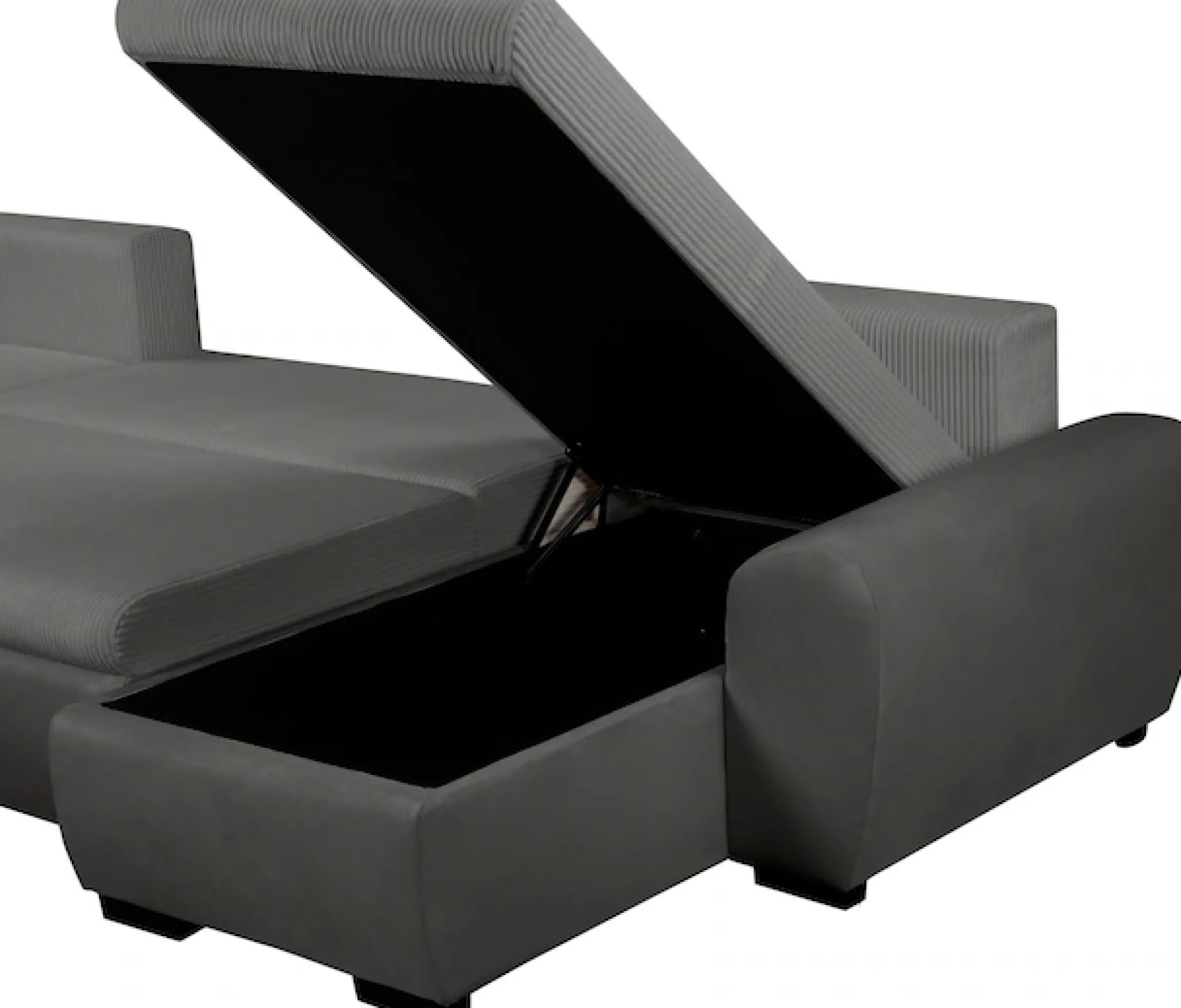 OTTO home Wohnlandschaft »KIVELLA Cord-Struktur, U-Form, 307 cm« Schlaffunktion(128/257), Bettkasten, Cord-Struktur-Mix