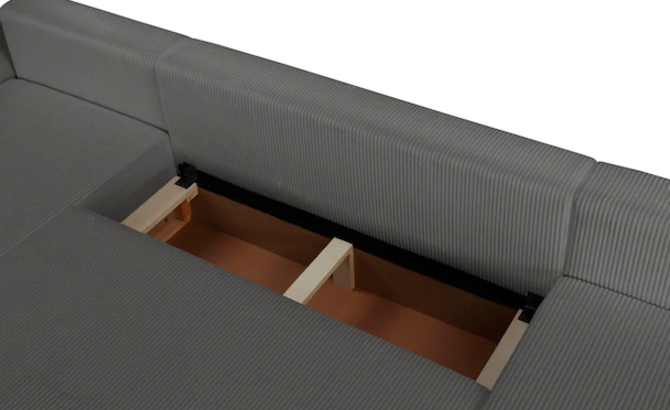 OTTO home Wohnlandschaft »KIVELLA Cord-Struktur, U-Form, 307 cm« Schlaffunktion(128/257), Bettkasten, Cord-Struktur-Mix