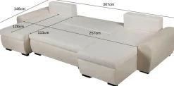 OTTO home Wohnlandschaft »KIVELLA Cord-Struktur, U-Form, 307 cm« Schlaffunktion(128/257), Bettkasten, Cord-Struktur-Mix