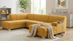 OTTO home Wohnlandschaft »Lolland 296 x 195 cm, modern, mit Steppungen, mittelfester Sitz« U-Form, aus pflegeleichtem, weichem Luxus-Microfaser