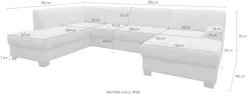 OTTO home Wohnlandschaft »Lolland 296 x 195 cm, modern, mit Steppungen, mittelfester Sitz« U-Form, aus pflegeleichtem, weichem Luxus-Microfaser