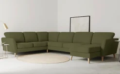 OTTO home Wohnlandschaft »MARSEILLE XXL 349cm, U-Form, Ottomane rechts/links wählbar« Massivholzbeine Eiche, Landhausstil, Wellenunterfederung