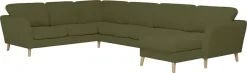 OTTO home Wohnlandschaft »MARSEILLE XXL 349cm, U-Form, Ottomane rechts/links wählbar« Massivholzbeine Eiche, Landhausstil, Wellenunterfederung