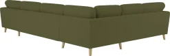 OTTO home Wohnlandschaft »MARSEILLE XXL 349cm, U-Form, Ottomane rechts/links wählbar« Massivholzbeine Eiche, Landhausstil, Wellenunterfederung