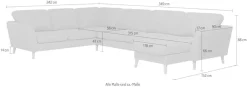 OTTO home Wohnlandschaft »MARSEILLE XXL 349cm, U-Form, Ottomane rechts/links wählbar« Massivholzbeine Eiche, Landhausstil, Wellenunterfederung