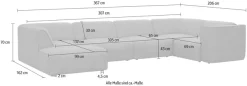 OTTO home Wohnlandschaft »Merid U-Form, B: 367 cm« jederzeit durch Module erweiterbar