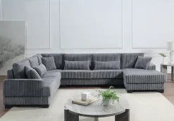OTTO home Wohnlandschaft »Miron U-Form, B: 332 cm, weicher XXL-Cordbezug« Sofa mit Federkern, 6 Zierkissen, Rücken echt bezogen