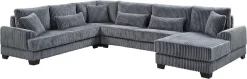 OTTO home Wohnlandschaft »Miron U-Form, B: 332 cm, weicher XXL-Cordbezug« Sofa mit Federkern, 6 Zierkissen, Rücken echt bezogen