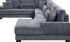 OTTO home Wohnlandschaft »Miron U-Form, B: 332 cm, weicher XXL-Cordbezug« Sofa mit Federkern, 6 Zierkissen, Rücken echt bezogen