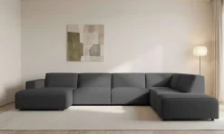 OTTO home Wohnlandschaft »Naddine« B. 389 cm, U-Form, Strukturstoff Mélange-Effekt, Wellenunterfederung