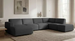 OTTO home Wohnlandschaft »Naddine« B. 389 cm, U-Form, Strukturstoff Mélange-Effekt, Wellenunterfederung