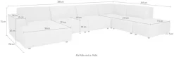 OTTO home Wohnlandschaft »Naddine« B. 389 cm, U-Form, Strukturstoff Mélange-Effekt, Wellenunterfederung
