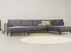 OTTO home Wohnlandschaft »OLAND Chenille U-Form, XXL, B: 345 cm, Skandi-Design« U-Form, 345 cm, Wellenunterfederung, Skandi-Design, Metallfüße