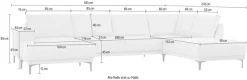 OTTO home Wohnlandschaft »OLAND Chenille U-Form, XXL, B: 345 cm, Skandi-Design« U-Form, 345 cm, Wellenunterfederung, Skandi-Design, Metallfüße