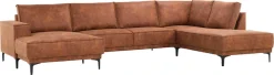 OTTO home Wohnlandschaft »OLAND Luxus-Microfaser U-Form, XXL, B: 345 cm, Skandi-Design« U-Form, 345 cm, Wellenunterfederung, Skandi-Design, Metallfüße