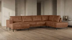 OTTO home Wohnlandschaft »OLAND Luxus-Microfaser U-Form, XXL, B: 345 cm, Skandi-Design« U-Form, 345 cm, Wellenunterfederung, Skandi-Design, Metallfüße