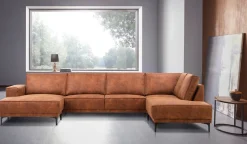 OTTO home Wohnlandschaft »OLAND Luxus-Microfaser U-Form, XXL, B: 345 cm, Skandi-Design« U-Form, 345 cm, Wellenunterfederung, Skandi-Design, Metallfüße