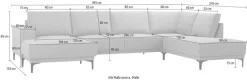 OTTO home Wohnlandschaft »OLAND Luxus-Microfaser U-Form, XXL, B: 345 cm, Skandi-Design« U-Form, 345 cm, Wellenunterfederung, Skandi-Design, Metallfüße