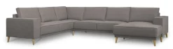 OTTO home Wohnlandschaft »Oland Skandi, weicher Chenille-Stoff« U-Form, 342 cm, Wellenunterfederung, Skandi-Design, Massivholzfüße