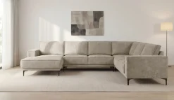 OTTO home Wohnlandschaft »OLAND Bouclé U-Form, XXL, B: 342 cm, Skandi-Design« Skandi-Design in Struktur, Flachgewebe, Luxus-Microfaser, Boucle