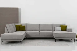 OTTO home Wohnlandschaft »OLAND Struktur fein U-Form, XXL, B: 345 cm, Skandi-Design« U-Form, 345 cm, Wellenunterfederung, Skandi-Design, Metallfüße