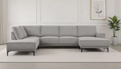 OTTO home Wohnlandschaft »OLAND Cord U-Form, XXL, B: 345 cm, Skandi-Design« U-Form, 345 cm, Wellenunterfederung, Skandi-Design, Metallfüße