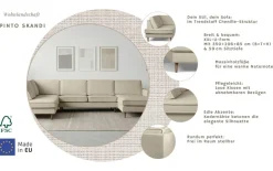 OTTO home Wohnlandschaft »Pinto Skandi, 350 cm, U-Form, XXL, mit Ottomanen« mit Keder, Massivholzfüße Eiche geräuchert, Wellenunterfederung