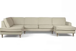 OTTO home Wohnlandschaft »Pinto Skandi, 350 cm, U-Form, XXL, mit Ottomanen« mit Keder, Massivholzfüße Eiche geräuchert, Wellenunterfederung